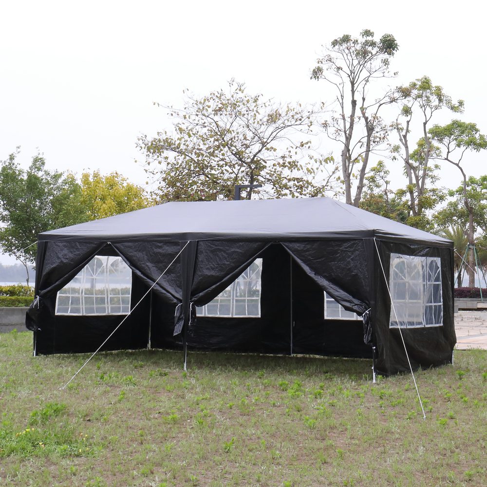 10'x20' Outdoor Party Tent with 6 Removable Sidewalls, Waterproof Canopy Patio Wedding Gazebo, Black - Image 4