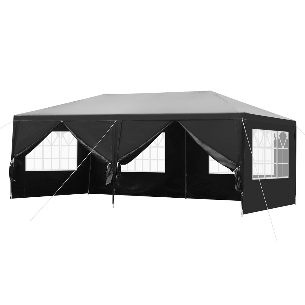 10'x20' Outdoor Party Tent with 6 Removable Sidewalls, Waterproof Canopy Patio Wedding Gazebo, Black - Image 10