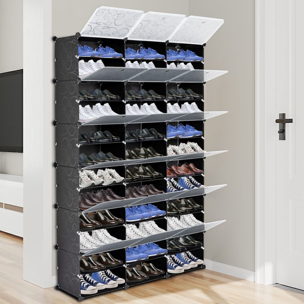 12-Tier Portable 72 Pair Shoe Rack Organizer 36 Grids Tower Shelf Storage Cabinet Stand Expandable for Heels, Boots, Slippers, Black - Image 7