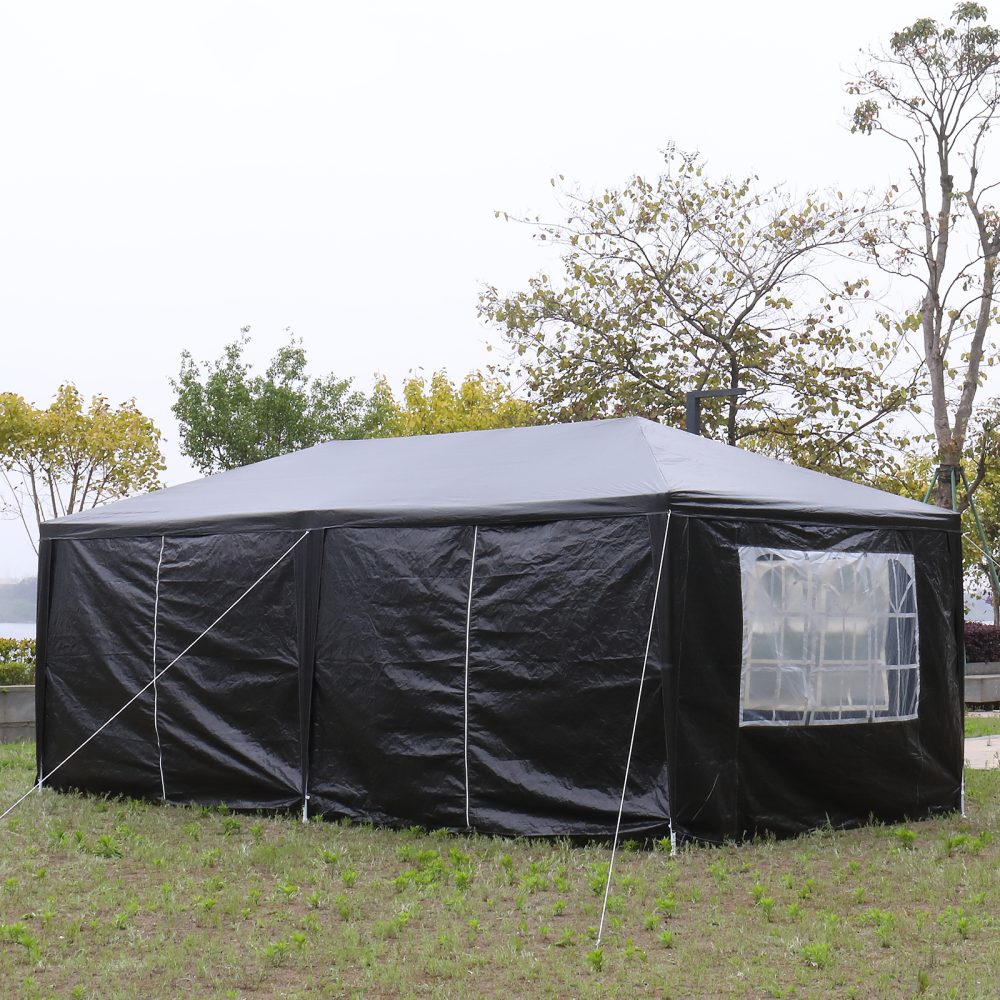 10'x20' Outdoor Party Tent with 6 Removable Sidewalls, Waterproof Canopy Patio Wedding Gazebo, Black - Image 3