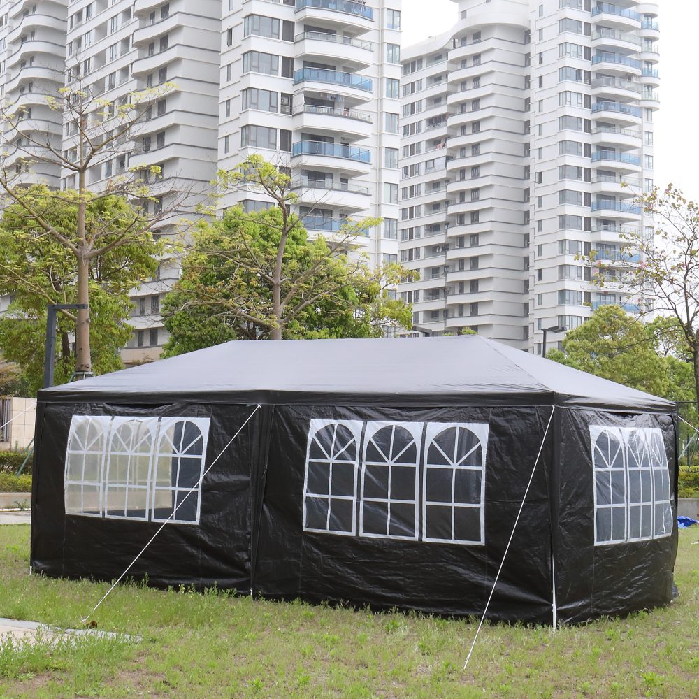 10'x20' Outdoor Party Tent with 6 Removable Sidewalls, Waterproof Canopy Patio Wedding Gazebo, Black - Image 6