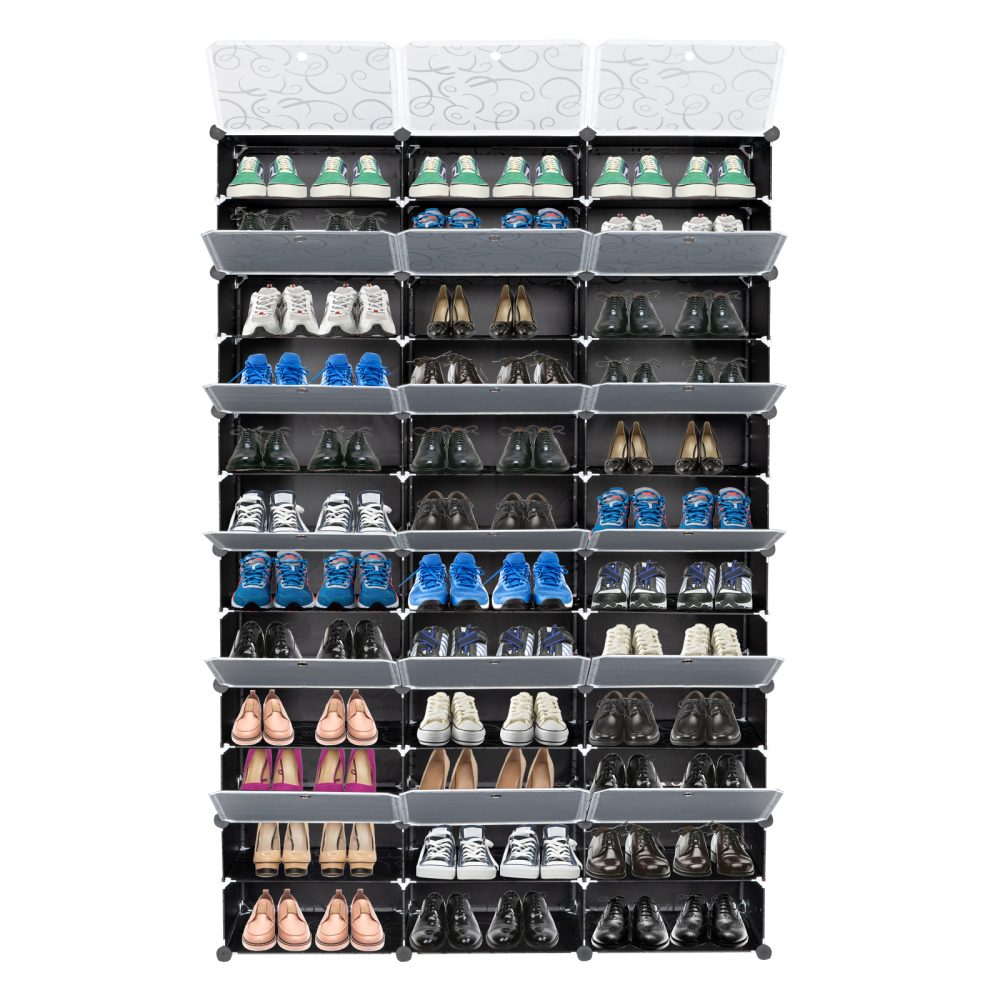 12-Tier Portable 72 Pair Shoe Rack Organizer 36 Grids Tower Shelf Storage Cabinet Stand Expandable for Heels, Boots, Slippers, Black - Image 6