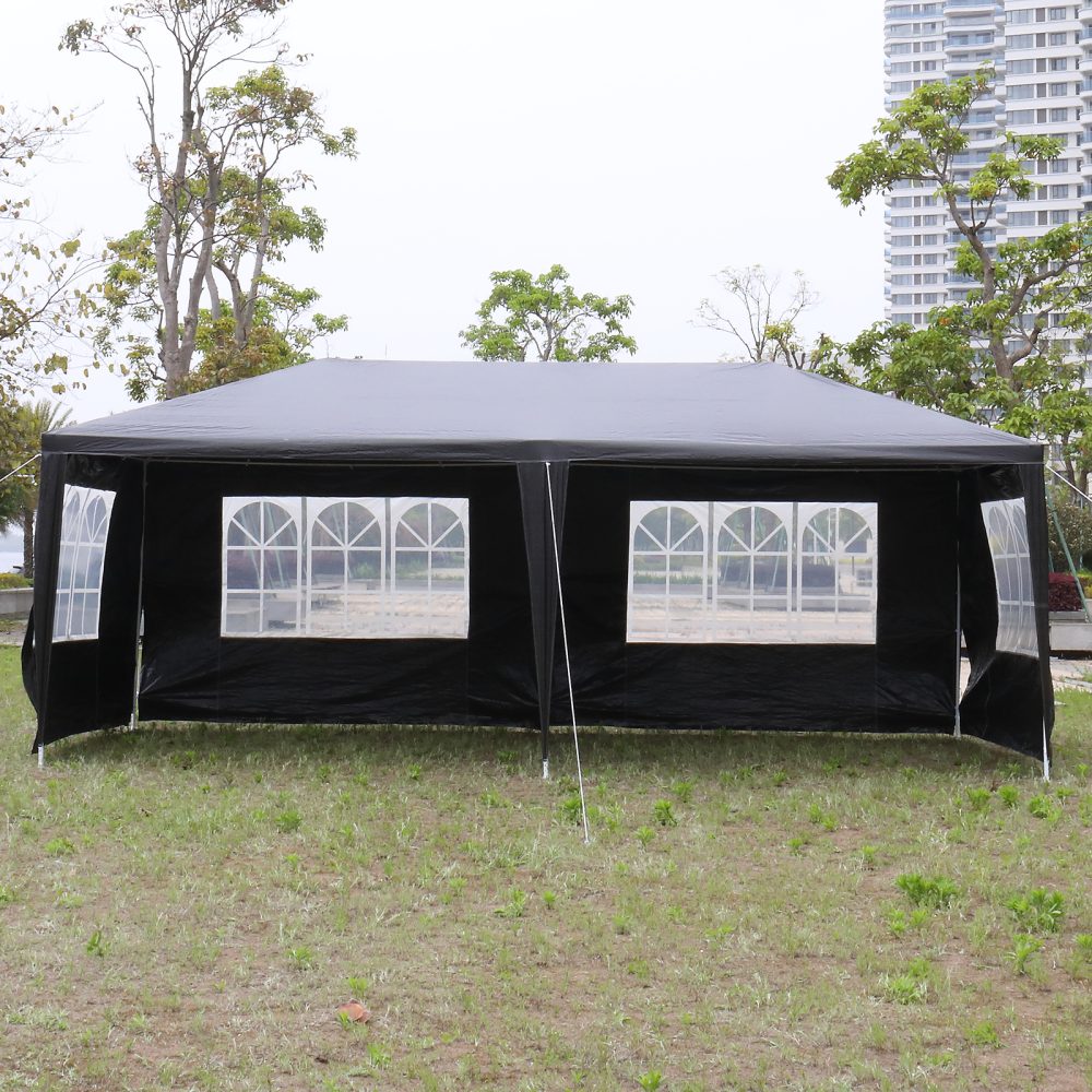 10'x20' Outdoor Party Tent with 6 Removable Sidewalls, Waterproof Canopy Patio Wedding Gazebo, Black - Image 8